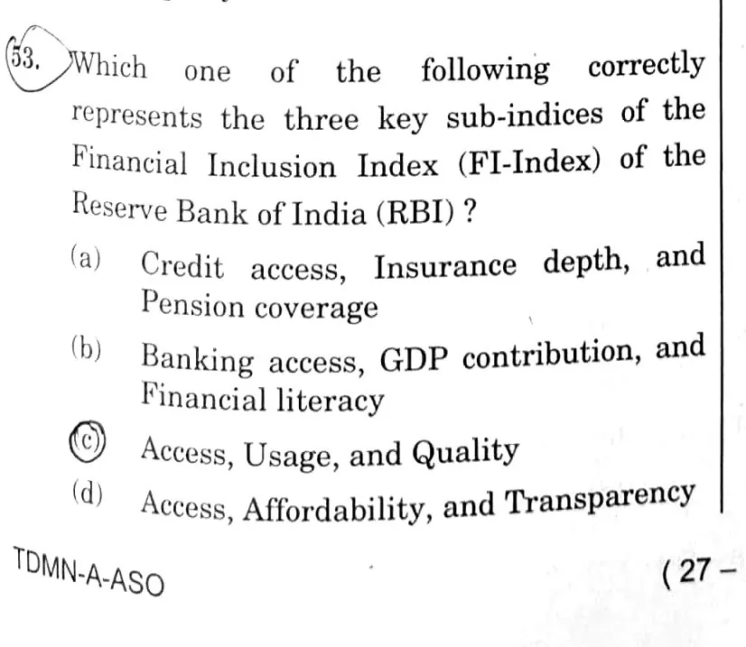 the actual UPSC GS Series D question