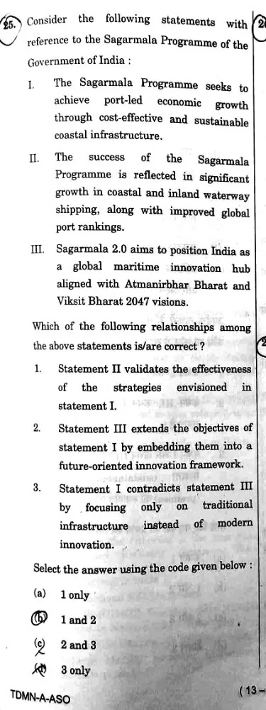the actual UPSC GS Series D question
